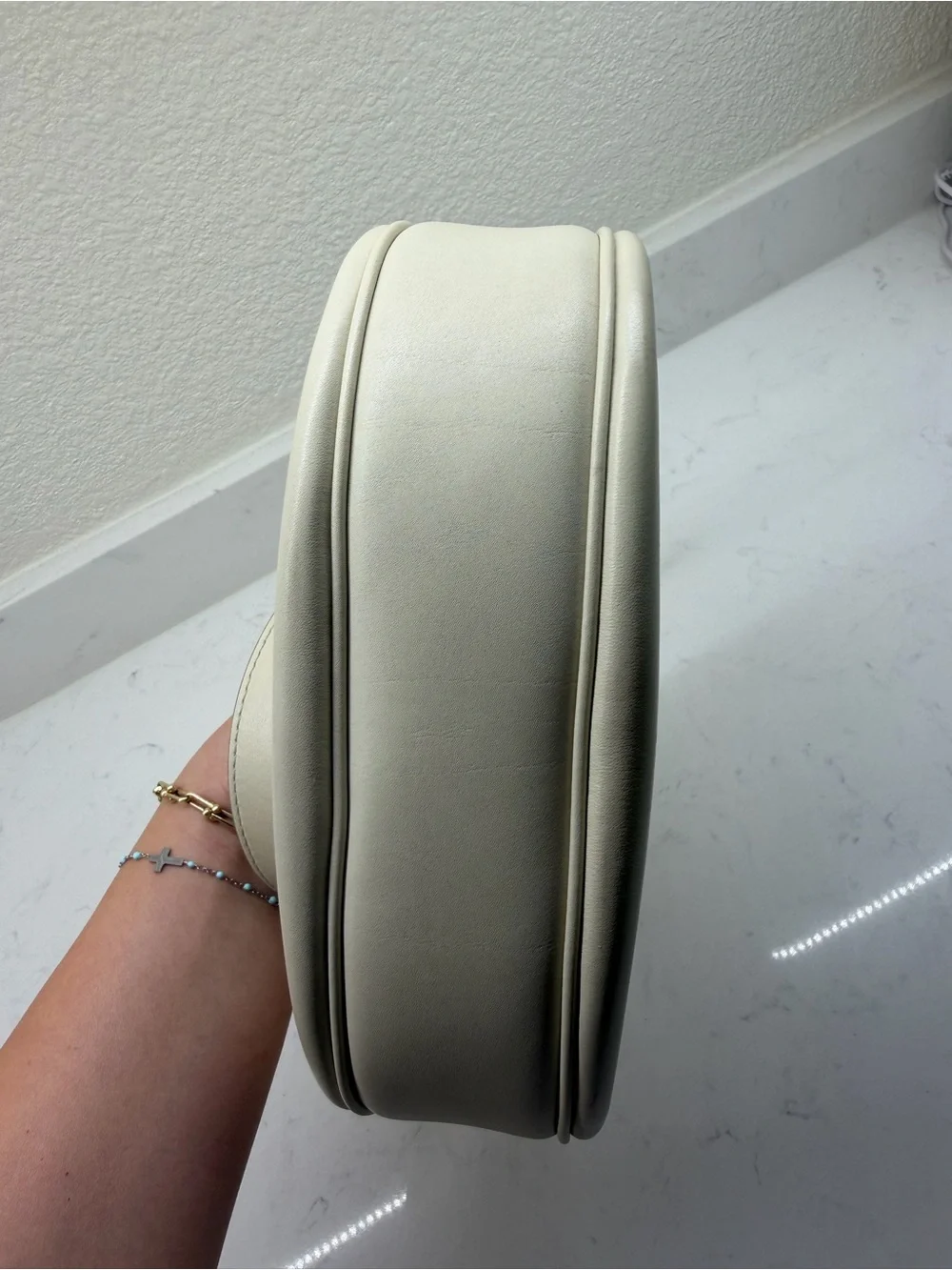 Gold-Chain Taupe Hobo Shoulder Bag